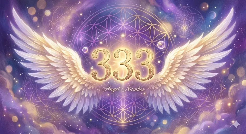 spiritual illustration of angel number 333 with divine light and ascended masters symbolism