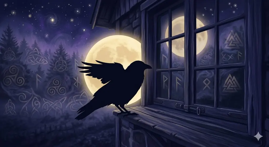 crow silhouette against moonlit sky, symbolic spiritual meaning across cultures