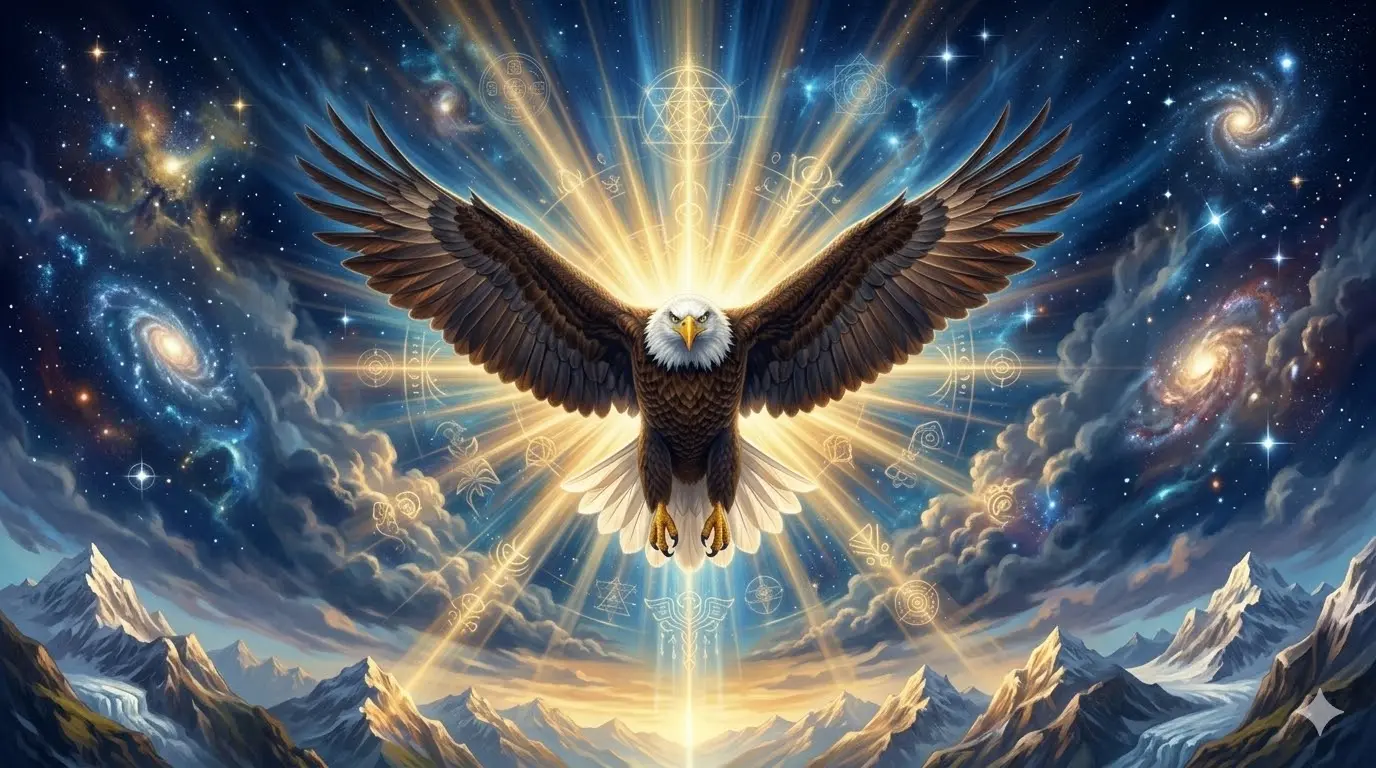 majestic eagle soaring with wings spread open as a spiritual symbol
