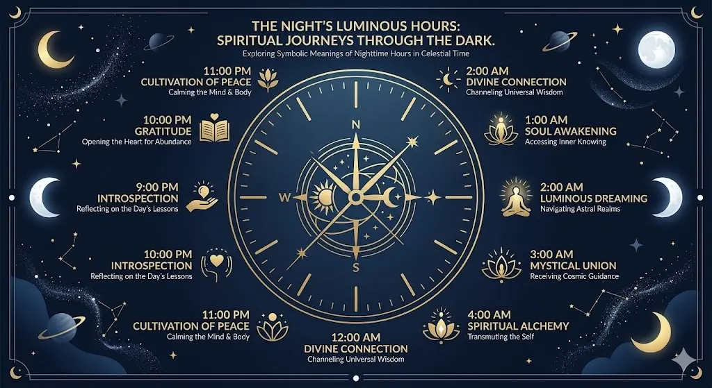 infographic showing spiritual meanings of different hours during the night