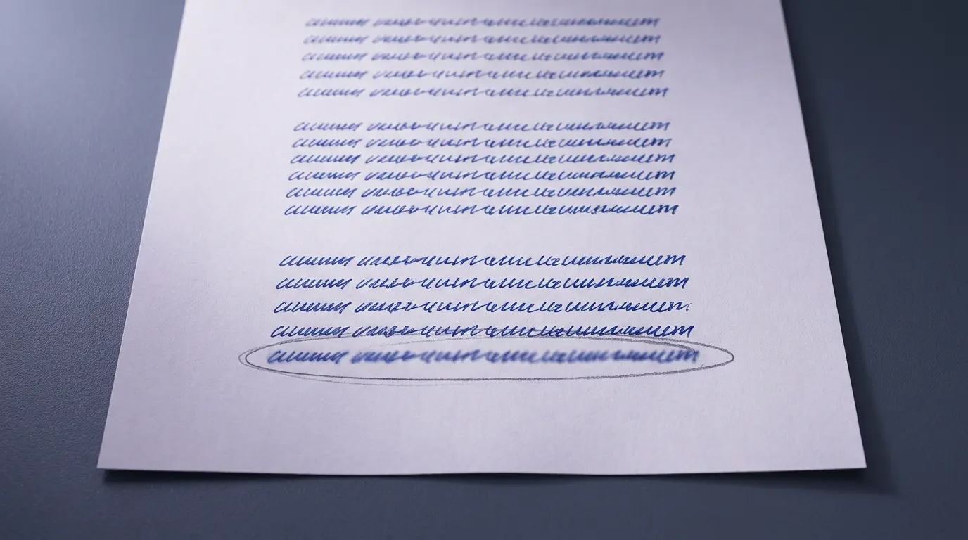 close-up of a 369 affirmation sheet with the 18th line emphasized, showing the 18th-line problem in manifestation practice