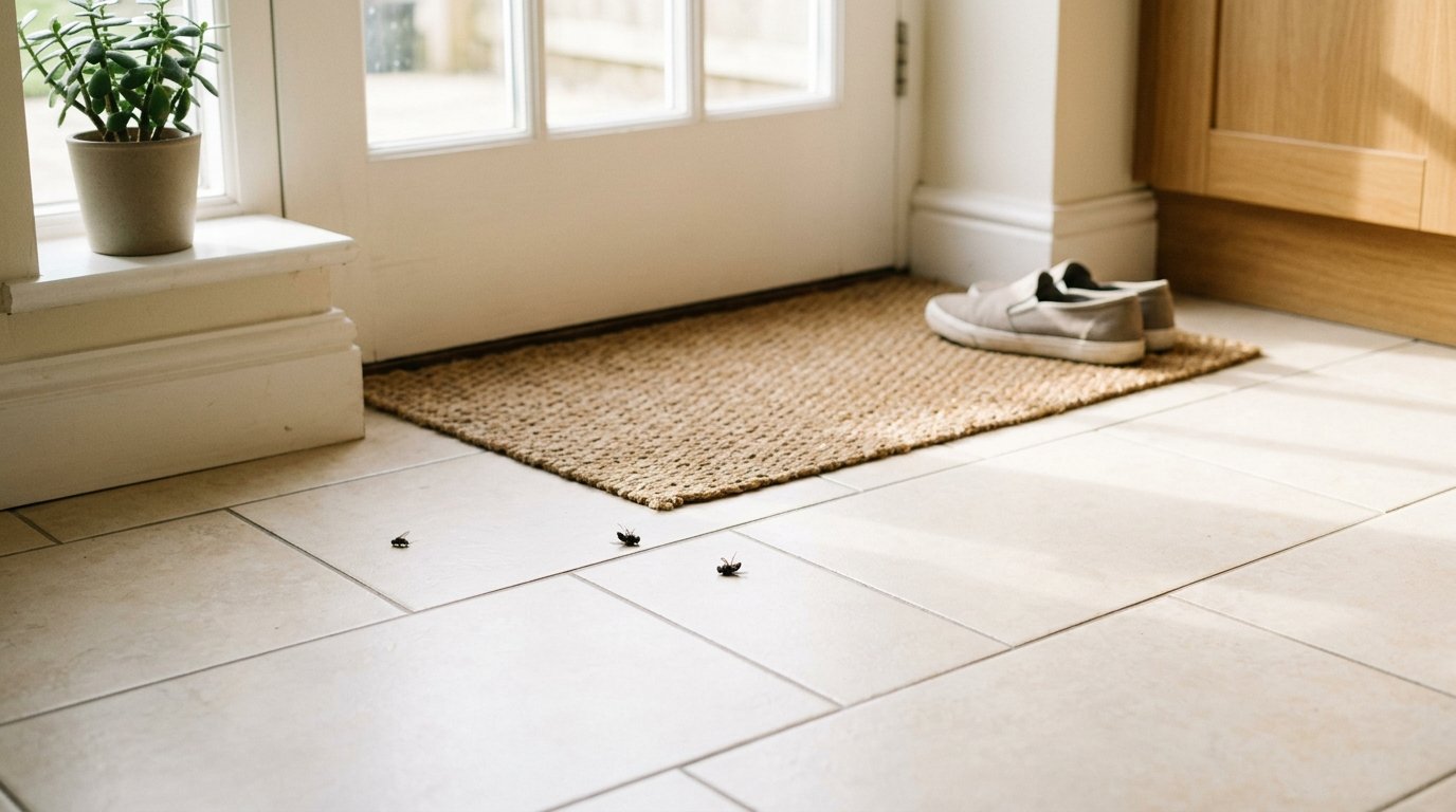 dead flies gathered near a closed window, suggesting a blocked exit in dead flies in house spiritual meaning