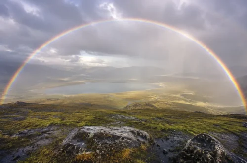rainbow appearing in a clearing post-rain sky, representing seeing a rainbow after praying meaning