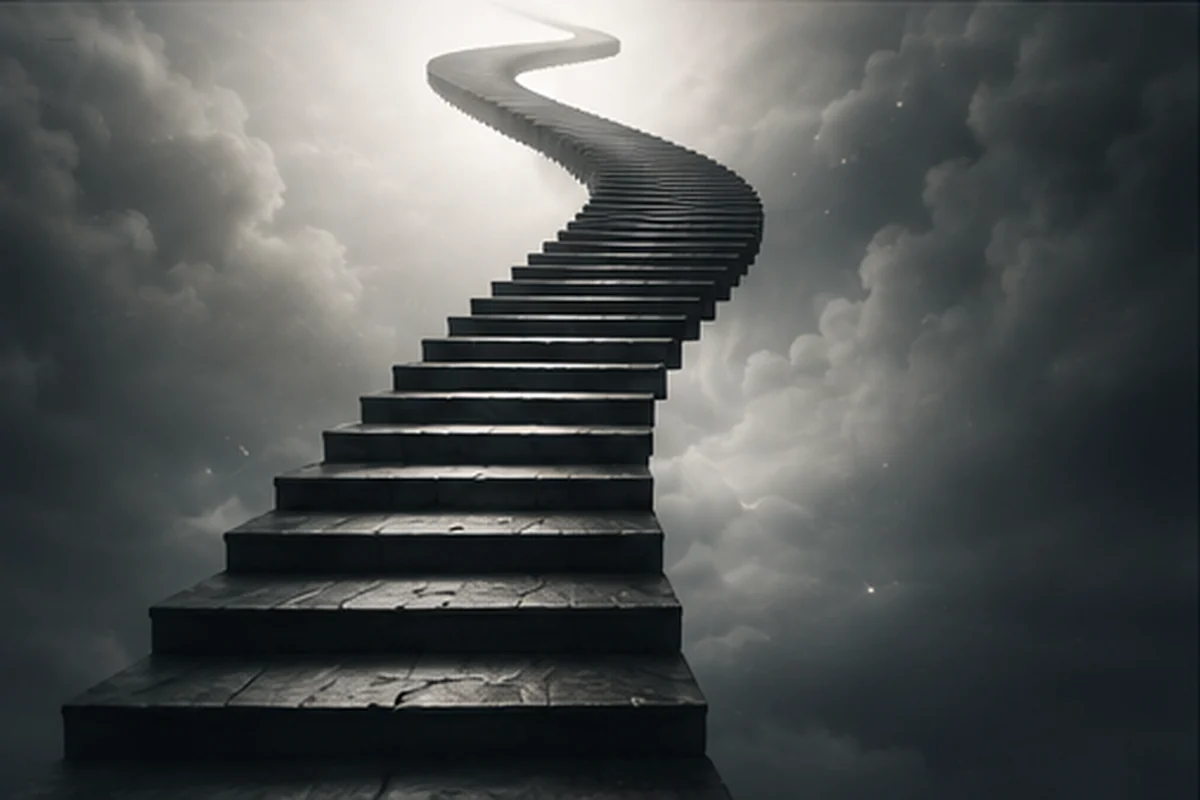 Endless staircase disappearing upward with no visible destination