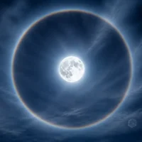 What Does a Moon Halo Mean? Science, Weather Lore, and Symbolic Interpretation Moon halo meaning illustrated with ice crystals and a luminous ring around the Moon