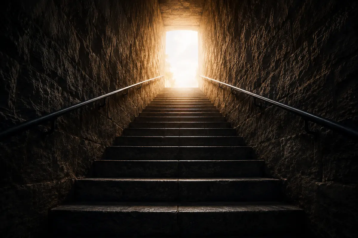 Dreamlike staircase illustrating stairs dream meaning through different levels and destinations