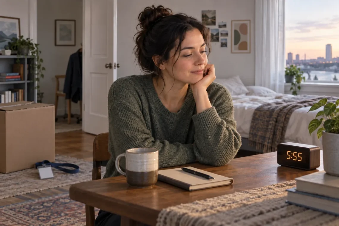 Person noticing 5:55 after a major life change